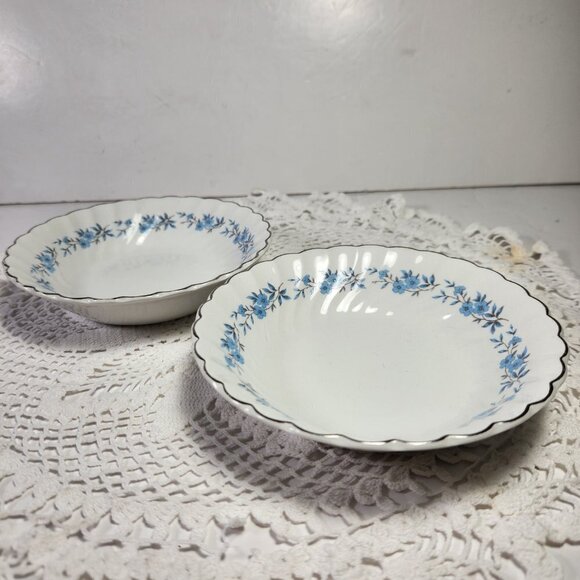 Johnson Bros. Dessert Bowls Ironstone Set of 2 White with Blue Floral Pattern - Picture 4 of 11